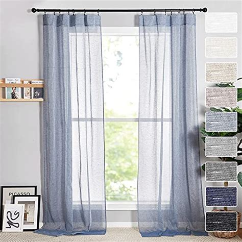 Ryb Home Extra Long Sheer Curtains Inches Faux Linen Curtains