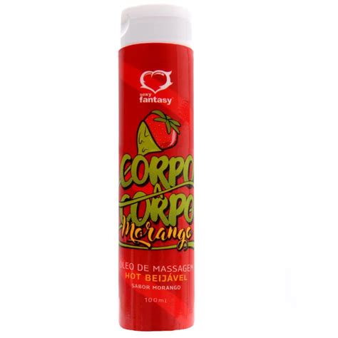 ÓLEO HOT PARA MASSAGEM BEIJÁVEL CORPO A CORPO MORANGO 100ML Discretinha SexShop