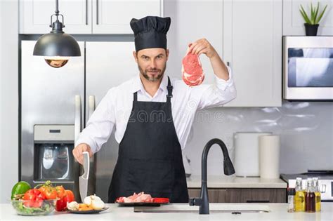 Chef Mature Man Cook Wear Apron In Kitchen Handsome Man Preparing Food In Kitchen Guy Cooking
