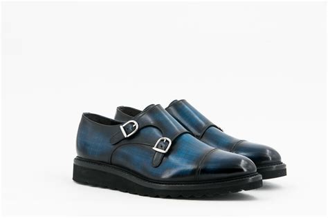 Leather Double Monk │ Blue Papiro Patina Made4me