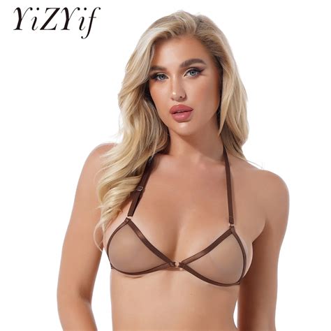 Frauen Bikini Sexy Dessous Unterw Sche Bhs Top Sehen Durch Mesh B Stenhalter Mini Bikini Top