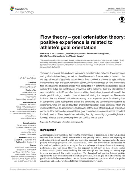 (PDF) Flow theory - Goal orientation theory: Positive experience is ...