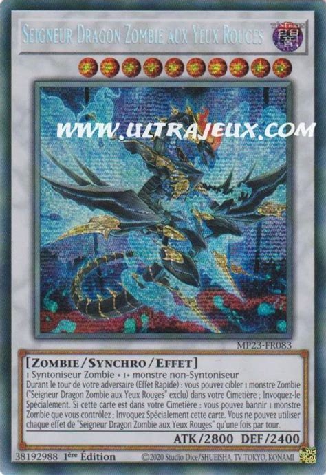 Carte Yu Gi Oh Seigneur Dragon Zombie Aux Yeux Rouges Mp Fr