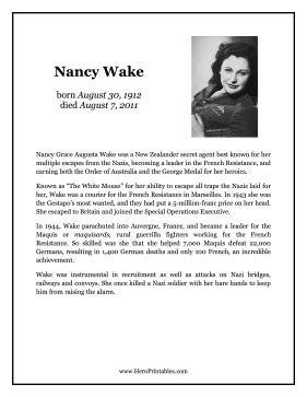 Nancy Wake Hero Biography