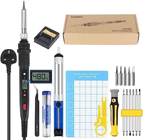 LeaderPro 80W Soldering Iron Kit Upgraded ON Off Switch LCD Visible