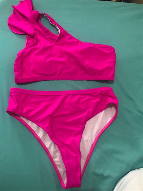 Hot Pink Ruffle Cut Out Bikini Women S Fashion Swimwear Bikinis Swimsuits On Carousell