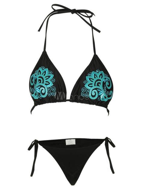 Sexy Thong Bikini Swimsuit Sequin Triangle Bikini Beach Bathing Suit Milanoo