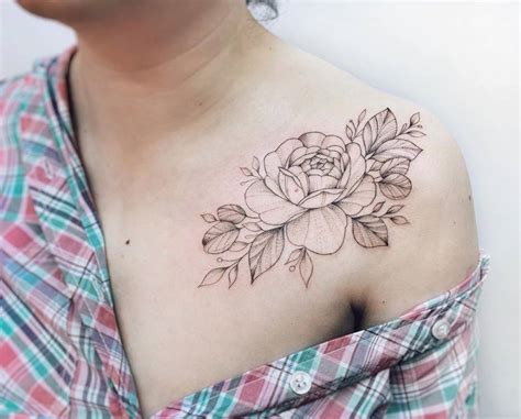 Peony Tattoo Located On The Shoulder