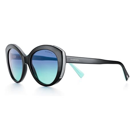 Tiffany And Co Cat Eye Sunglasses Black Silver Blue Tiffany Diamond Point Collection