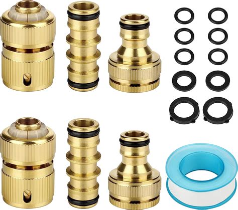 Eeekit 6 Pcs Brass Hose Tap Connectors 1 2 Inch And 3 4 Inch 2 In 1