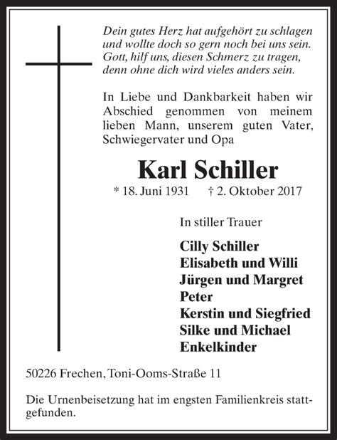 Traueranzeigen Von Karl Schiller WirTrauern