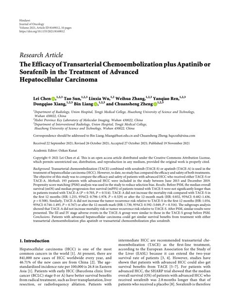 Pdf The Efficacy Of Transarterial Chemoembolization Plus Apatinib Or