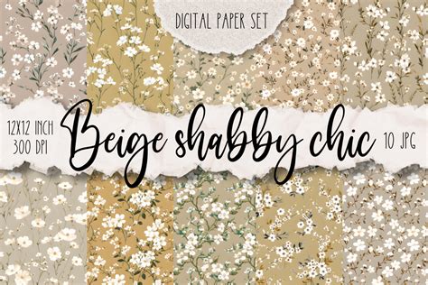 Beige Shabby Chic Digital Paper Pack Graphic By Cheerful Apple Studio