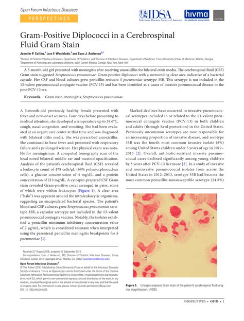 (PDF) Gram-Positive Diplococci in a Cerebrospinal Fluid Gram Stain