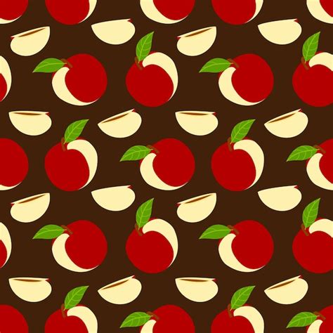 Premium Vector Vector Summer Pattern With Apple And Leaves Seamless