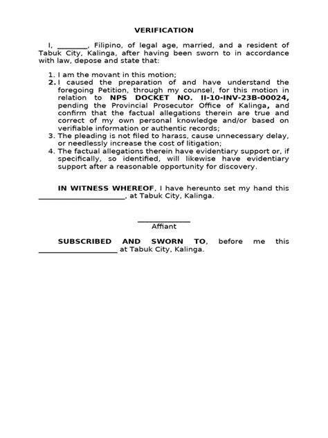 verification sample civil