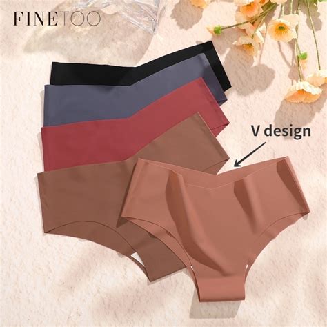 Finetooo Calcinha Sem Costura Para Mulher V Design High Waisted Underwear Lingerie Popular Cor