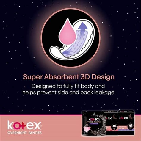 kotex overnight panties sleepwell  anti leakage protection size