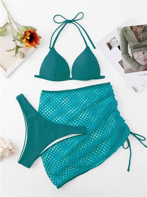 Women Bikini Swimsuit Piece Set Orange Summer Sexy Swimwear Milanoo