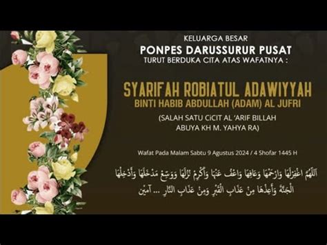 LIVE TAHLIL 7 HARI SYARIFAH SAYYIDAH ROBIATUL ADAWIYAH BINTI ALHABIB