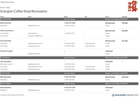 Formatted Bidder List And Bidder Status Report Faqs Buildingconnected