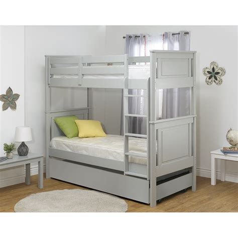 Orbelle Model 302 Twin Over Twin Modern Solid Wood Bunk Bed In Gray