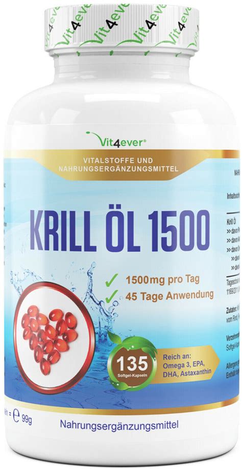 Vit4ever Krill Öl 1500 Softgel Kapseln 135 Stk ab 21 99