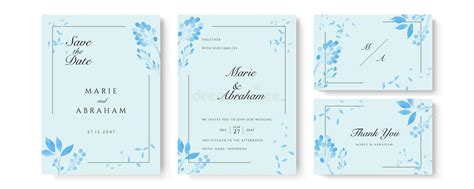 Wedding Invitation Cards Navy Blue Watercolor Style Collection Design