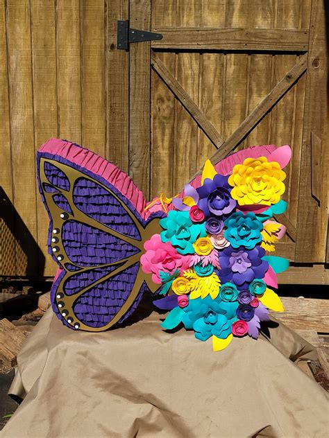 Butterfly Pi Ata Pi Ata De Mariposa With Flowers Con Etsy