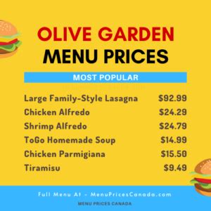 Olive Garden Menu & Prices in Canada – 2023 – Menu Prices Canada