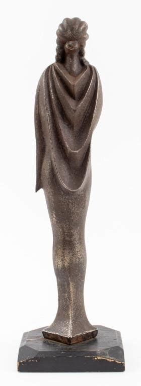 Jan Anteunis Art Deco Cast Iron Standing Nude Woman Sculpture MutualArt