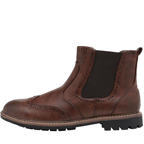 Buy Fluid Mens Brogue Chelsea Boots Brown