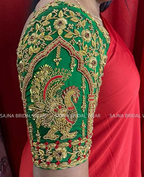 Aari Work Blouse Designs For Pattu Sarees Check Out For More Designs Green Blouse Designs