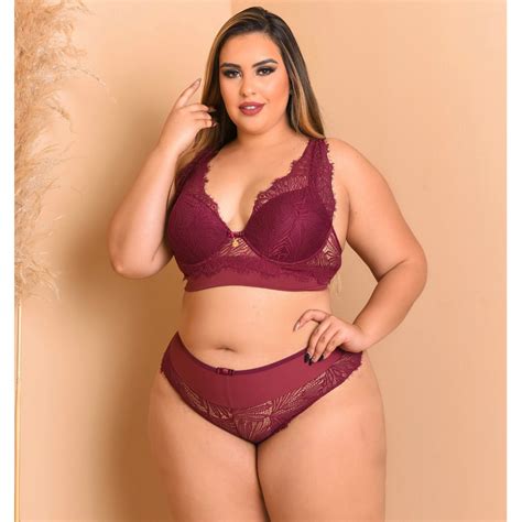 Lingerie Plus Size Bojo Renda Reforçado Calcinha Fio De Renda Cós Alto Valentina REF 287