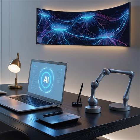 Workspace with AI integration | Premium AI-generated image