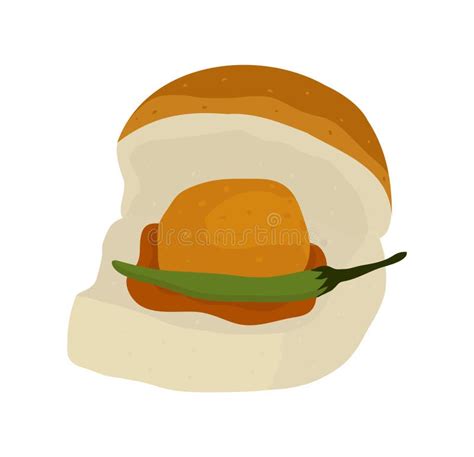 Indian Street Food Vada Pav Vector Illustration Stock Vector