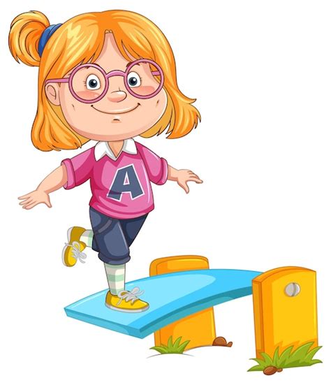 Une Fille Blonde Jouant Sur Le Tremplin Vecteur Gratuite