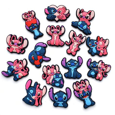 15 Pcs Stitch Shoes Charms Cute Cartoon Accessories Pack For Girls Boys