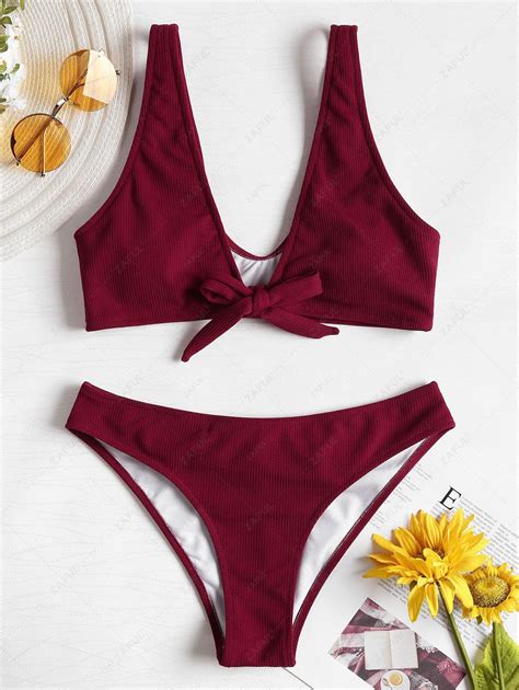 Damen Bikinis Bikini Sets Schleife Gerippter Enger Hintern Bikini EUR