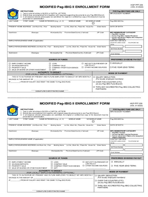 Pagibigfund Ph Document Pdfhqp Pff 226 Modified Pag Ibig Ii Enrollment