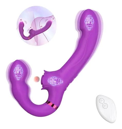 Vibrador Dildo Doble Pene Para Lesbiana Con Control Remoto Color Violeta Meses Sin Inter S