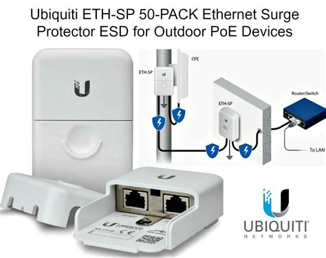 Ubiquiti ETH SP 50 PACK Ethernet Surge Protector ESD For Outdoor PoE