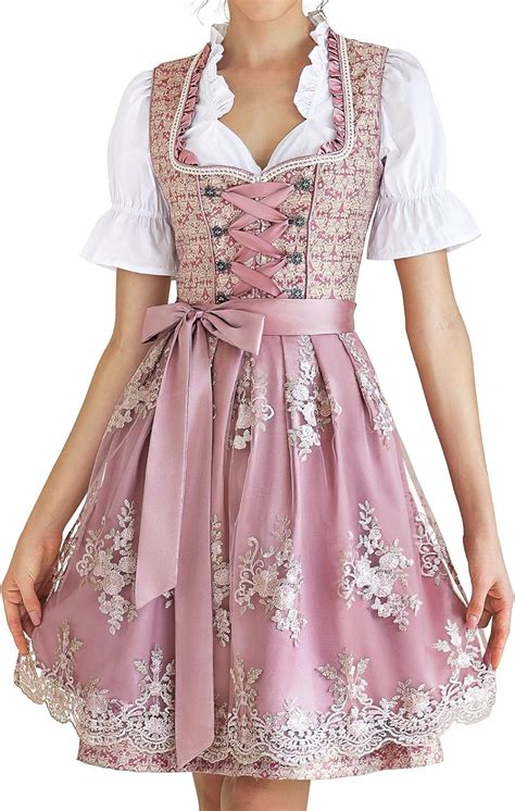 EIISSION Dirndl Damen Midi Trachtenkleid Inkl Trachtenrock Dirndlbluse