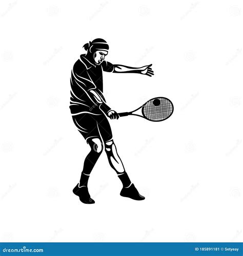 Tennis Player Stylized Logo Vector Template Illustration Symbol