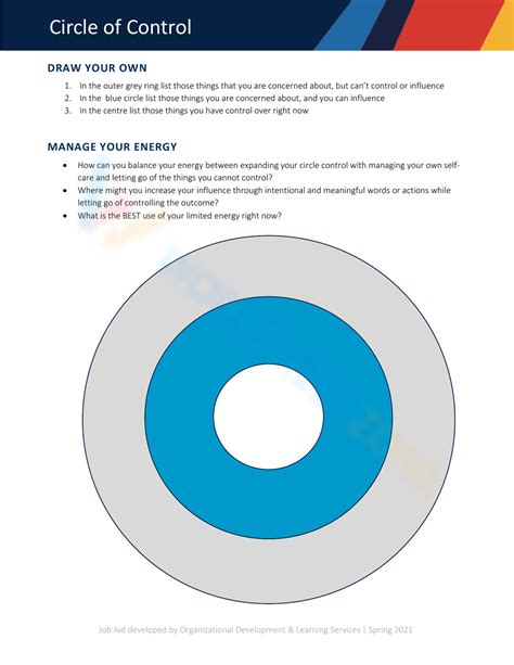 Free Printable Circle Of Control Worksheet Collection