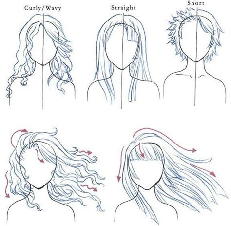 How Curly Straight Hair Flows In The Wind How To Draw Hair Drawings