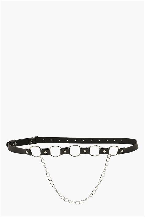 Multi Hoop And Pu Chain Belt Boohoo