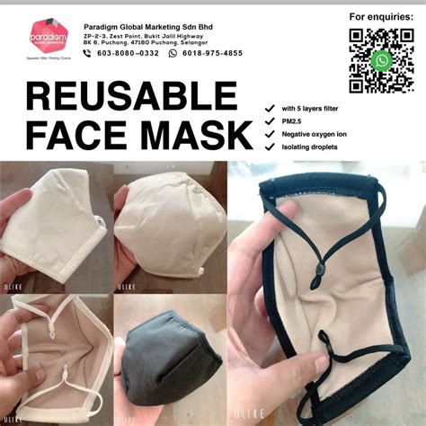 Reusable Face Mask 5 Ply Washable Protective Mask