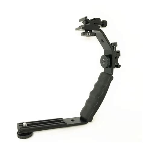 Universal Flash Camera Bracket With Standard Side Hot Shoe Mounts For Flash Dslr Video Light