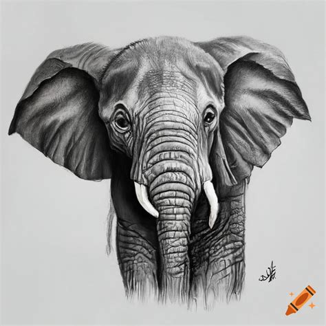 Elephant Face Pencil Drawing